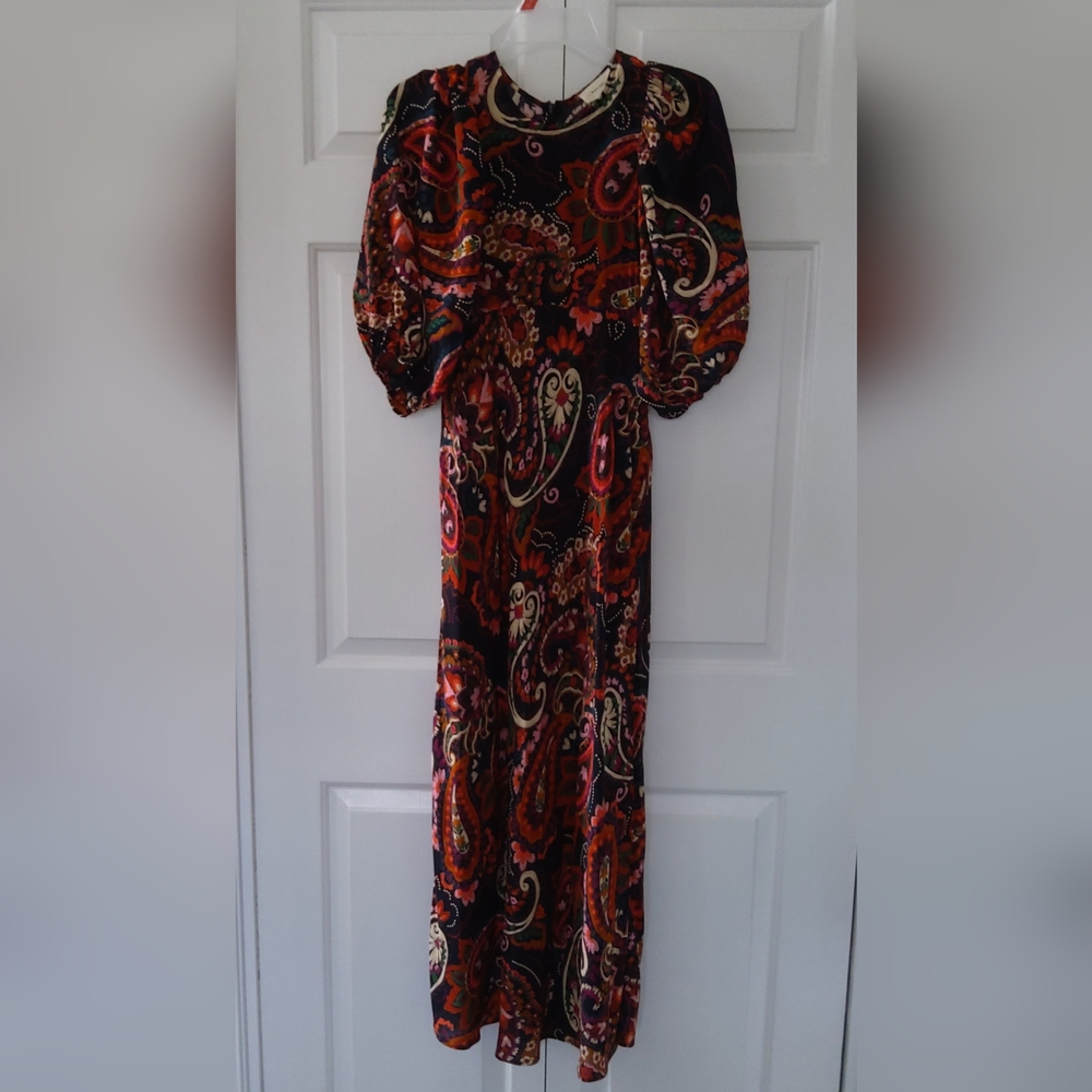 Kachel Floral PINK and Black Maxi  Imported London For Anthropologie